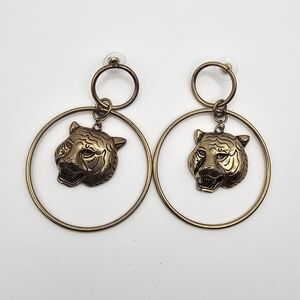 Brassy Tiger Hoop Earrings